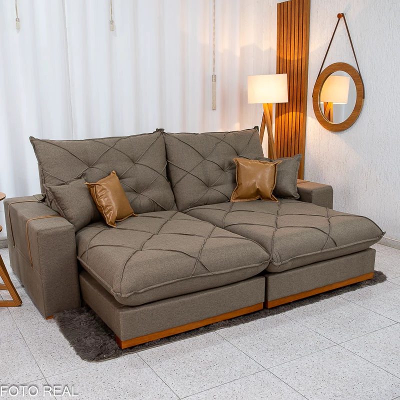 Sofá Retrátil Reclinável França 2,50m Linho  - Molas Ensacadas D33 - Imagem 3