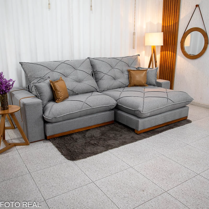 Sofá Retrátil Reclinável França 2,90m - D33 e Molas Ensacadas (Linho) - Imagem 2