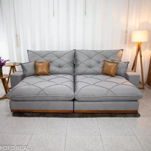 Sofá Retrátil Reclinável França 2,90m - D33 e Molas Ensacadas (Linho)