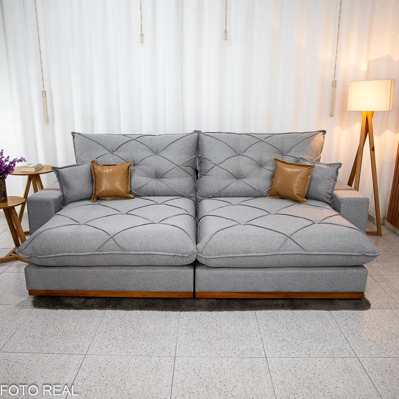 Sofá Retrátil Reclinável França 2,90m - D33 e Molas Ensacadas (Linho)