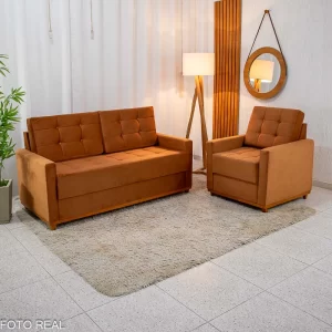 Sofá Áustria 3 Lugares + Poltrona Áustria