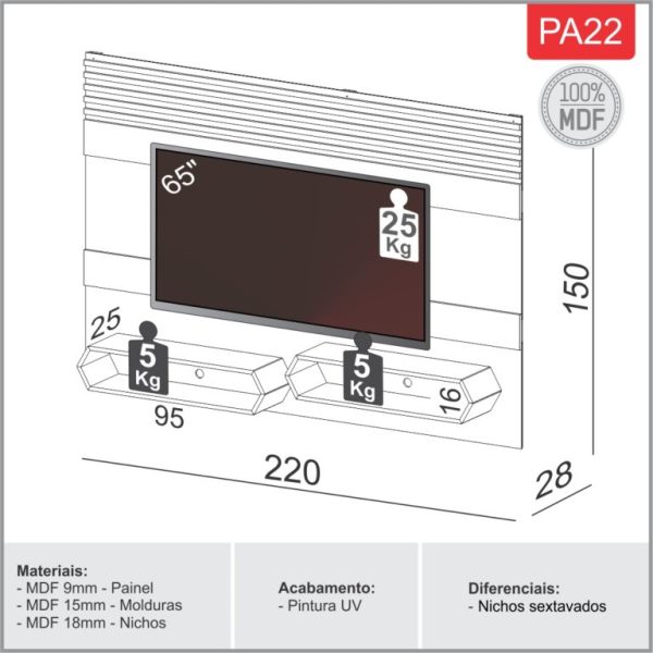 Painel  Off White/Freijó – - Imagem 2