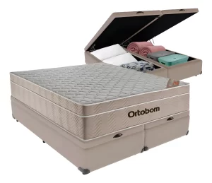 Colchão king Airtech Springpocket ORTOBOM + Base Baú